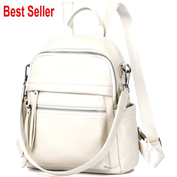 Full Grain Genuine Leather Backpack Purse Convertible Daypack Shoulder Bag main image 5